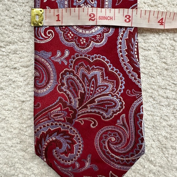 Tasso Elba Men’s Necktie 100% Silk Red Paisley Print - Picture 5 of 9